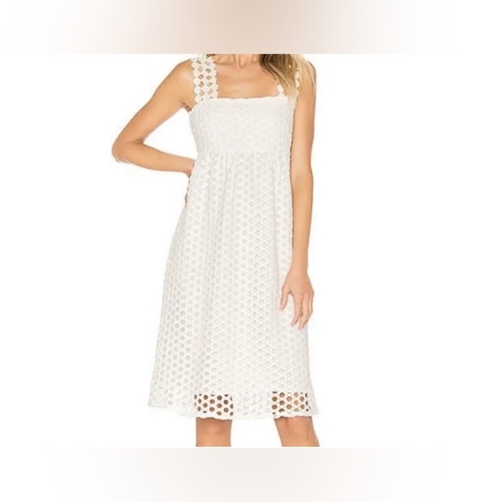 Line & Dot Raneal White Dress Loop Laced Eyelet Lace, Size L